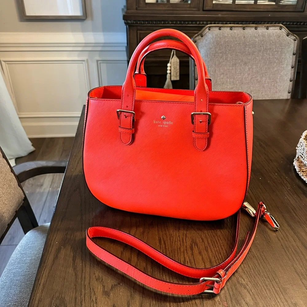 Kate Spade Charlotte Street Sylvie Leather Purse Tote Satchel Maraschino